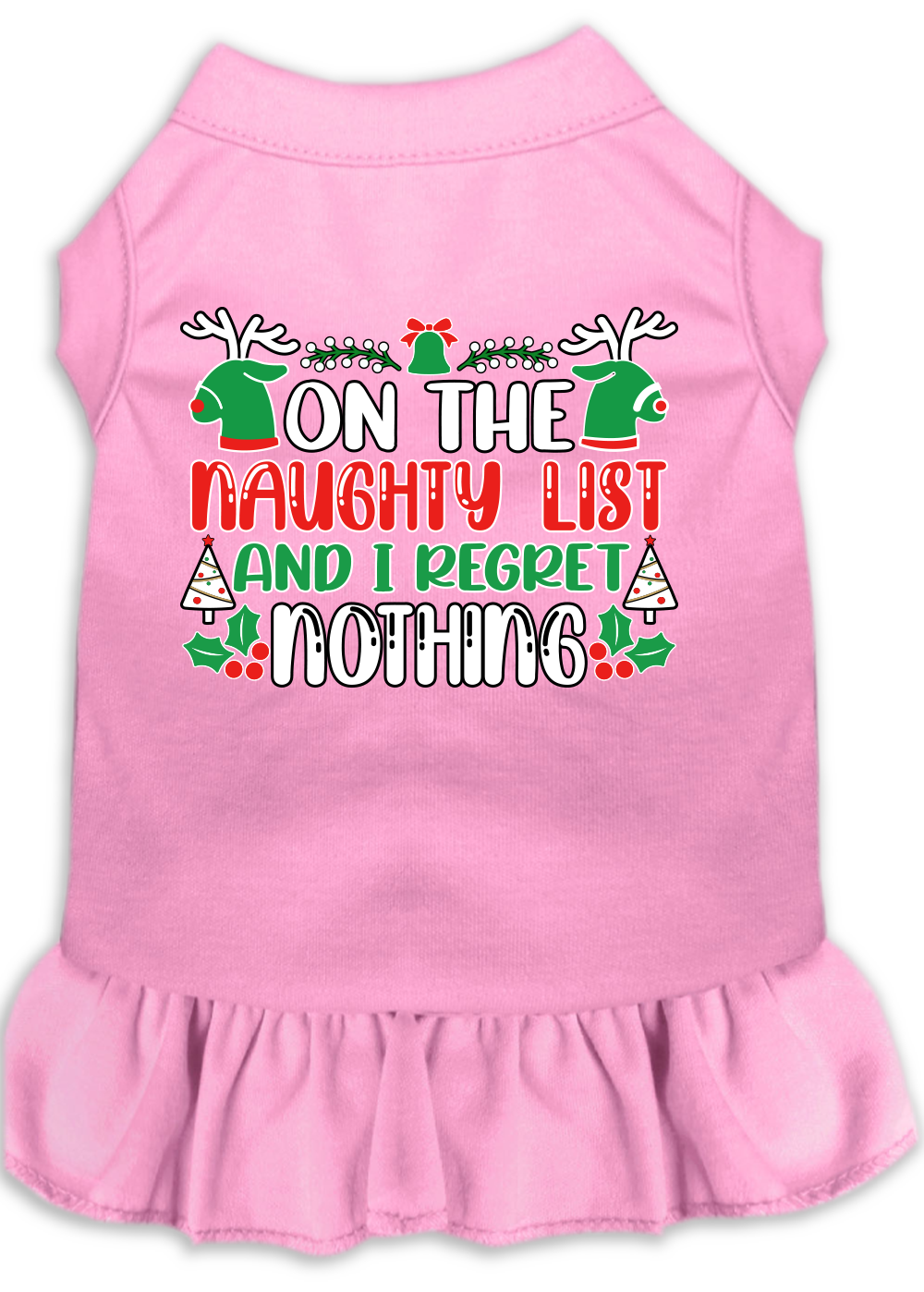 I Regret Nothing Screen Print Dog Dress Light Pink Size LG